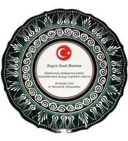 Armada çini 30 cm Resimli Baskılı El dekoru Kütahya Çini Tabak Yeşil