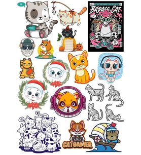 Sevimli Kedi Sticker Set 5 20 Parça Telefon, Tablet, Defter, Laptop Sticker