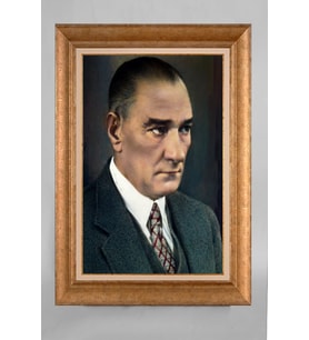 Altın Varaklı Paspartulu Çerçeveli Atatürk Tablo nt1242