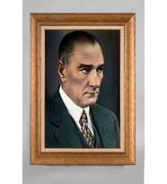 Altın Varaklı Paspartulu Çerçeveli Atatürk Tablo nt1242