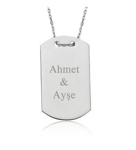 Gümüş İsimli Asker Künyesi Bayan Kolye (Çok Renkli)