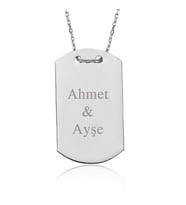 Gümüş İsimli Asker Künyesi Bayan Kolye (Çok Renkli)
