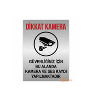 Dikkat Kamera ve Ses Kaydı Yapılmaktadır Uyarı Levhası 15x20CM Metal