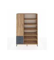 Hyperion Dolap 9 Raflı 3 Çekmeceli 3 Kapaklı 132x44x195 Çam-Çam/Antrasit