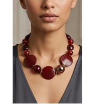 BORDO AKRİLİK TASARIM KOLYE
