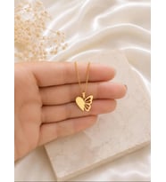 Kişiye Özel 925 Ayar Gümüş Kalp ve Kelebek Model Kolye (Gold)
