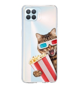 PrintiFy Oppo Reno 4 Lite  ile Uyumlu 1mm Slim Fit Kedi 1 050b Baskılı Şeffaf  Kılıf