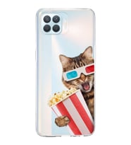 PrintiFy Oppo Reno 4 Lite  ile Uyumlu 1mm Slim Fit Kedi 1 050b Baskılı Şeffaf  Kılıf