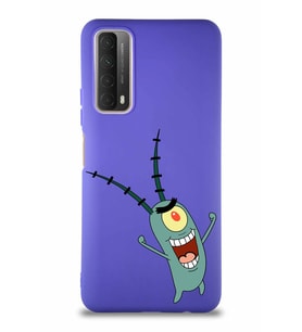 Huawei P Smart 2021 Soft Premier Kapak Plankton Tasarımlı Silikon Kılıf - Mor (Şeffaf)