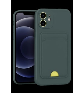 Apple iPhone 11 Uyumlu Kılıf Kelvin Kartvizitli Silikon - Koyu Yeşil