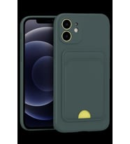 Apple iPhone 11 Uyumlu Kılıf Kelvin Kartvizitli Silikon - Koyu Yeşil