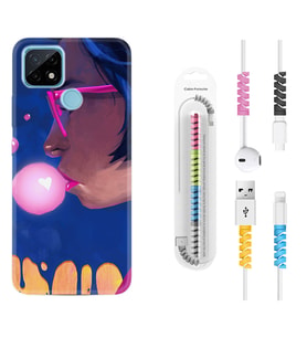 Realme C11 C21 C21Y C25Y C11 2021 Kılıf Kablo Koruma Spiral Silikon Sakız ve Kız 1767