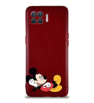 Oppo Reno 4 Lite Soft Premier Kapak Mickey Mouse-F Tasarımlı Silikon Kılıf - Mürdüm (Şeffaf)