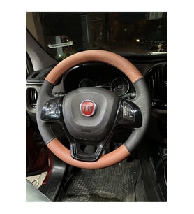 Fiat Doblo D4 Araca Özel Direksiyon Kılıfı (Kahverengi Soft Noktalı)