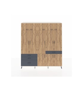 Hyperion Dolap 8 Raflı 4 Çekmeceli 3 Askılı 220x44x243 Aytaşı-Çam/Antrasit