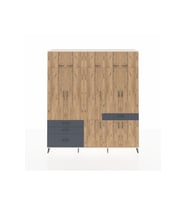 Hyperion Dolap 8 Raflı 4 Çekmeceli 3 Askılı 220x44x243 Aytaşı-Çam/Antrasit