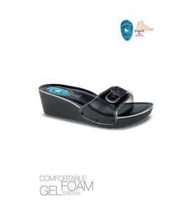 Ceyo 9969-1 Dolgu Topuk Jelli Anatomik Taban Kadın Terlik Siyah 36-40