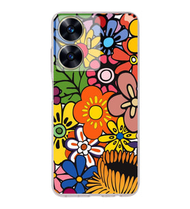 PrintiFy Realme C55 ile Uyumlu Retro Color 2  Kamera Korumalı Şeffaf  Kılıf