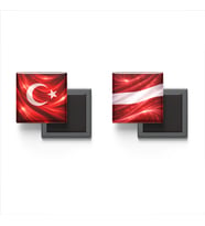 Buzdolap Magnetleri - Letonya Bayrağı ve Türk Bayrağı - 2'li Set Magneti