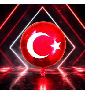 VIP KALİTE 21 ADET TÜRK BAYRAKLI BALON 46 CM KIRMIZI TÜRK BAYRAKLI FOLYO BALON PARLAK METALİK BALON