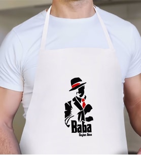 BK Gift Kişiye Özel Godfather Baba Tasarımlı Beyaz Mutfak Önlüğü-18