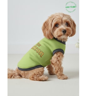 The Patron Desenli Kedi ve Köpek Kıyafeti–Sevimli Evcil Hayvan Tişörtü Elbisesi , Farklı Renklerde (Yeşil)
