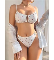 Fantezia Night Kadın Beyaz Çilek Desenli Sütyen Kilot Takımı 5162