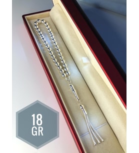 Erkek Gümüş Tesbih • Düz Küre Küçük Boy 18gr Işıklı Kutuda Sevgiliye • Eşe • Tesbih