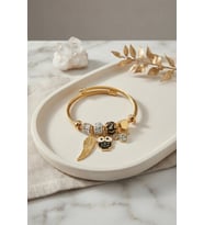 Siyah Baykuş Model Gold Renk Charmlı Bileklik