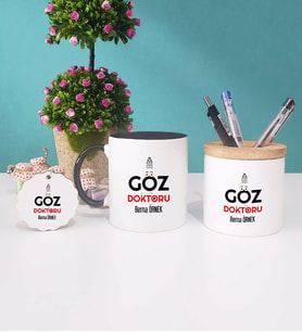 Göz Doktoru Kupa Bardak Siyah Kalemlik ve Anahtarlık