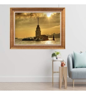 Altın Varaklı  Çerçeveli Paspartulu Tablo ndd1499 (Gold)