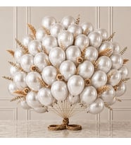 Beyaz Renk Lateks Metalik Balon (30 cm) - 50 Adet