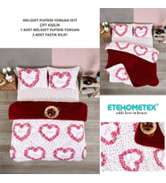 ETE HOMETEX ÇİFT KİŞİLİK LÜX WELSOFT YORGAN SETİ 195X215CM LOVE BORDO 8696474231946