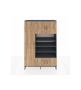 Hyperion Dolap 10 Raflı 5 Kapaklı 132x44x195 Antrasit-Çam/Antrasit