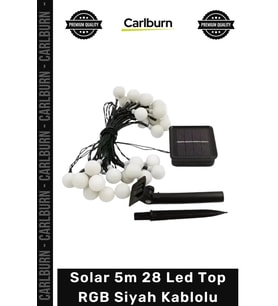 Özel Üretim Dış Mekan Bahçe Balkon Dekorasyon Güneş Enerjili Solar 5m 28 Led Top RGB Siyah Kablolu