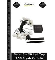 Özel Üretim Dış Mekan Bahçe Balkon Dekorasyon Güneş Enerjili Solar 5m 28 Led Top RGB Siyah Kablolu