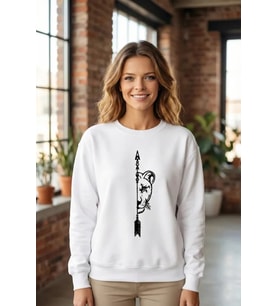 Sevgililer Günü Baskılı Oversize Bisiklet Yaka Sweatshirt - Beyaz