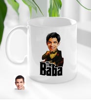 BK Gift Kişiye Özel Babalar Günü Hediyesi Godfather Baba Karikatürlü Kupa Bardak-3 (Beyaz)
