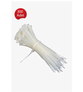 Plastik Kelepçe Cırt Kablo Bağı 2.5x200MM  Beyaz 300 Adet
