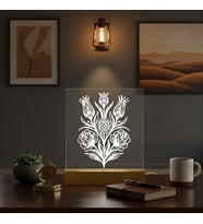 Lale Motifli 3D LED Lamba - Dekoratif Akrilik Gece Lambası (Şeffaf)