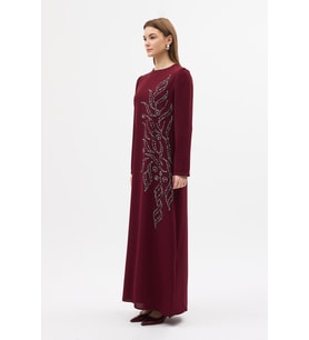 Lily Taş İşlemeli Abiye - Bordo