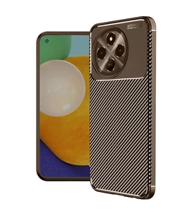 Tecno Spark 30 Pro Kılıf Auto Focus Karbon Kapak - Kahverengi