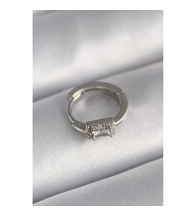 316L Çelik Gümüş Renk Kare Zirkon Taşlı Tragus Piercing - TJ-PR1309 TG-V 7591