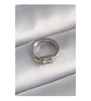 316L Çelik Gümüş Renk Kare Zirkon Taşlı Tragus Piercing - TJ-PR1309 TG-V 7591