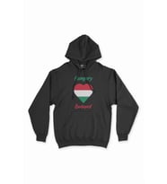 Budapeşte Macaristan Bayraklı Kalpli Siyah Sweatshirt Hoodie