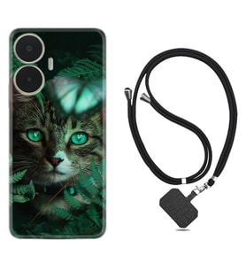 Realme C55 Kılıf Resimli Boyun Askılı İpli Desenli Silikon Blue Butterflys 1350