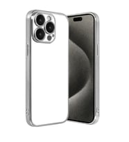 Northcity iPhone 15 Pro Max Razer Lensli Silikon Kılıf - Gümüş Rengi Yüksek Korumalı Estetik TPU Kılıf