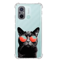 PrintiFy Xiaomi Redmi 12C Uyumlu Kedi 3 Baskılı Şeffaf Köşe Korumalı Antişok Kılıf