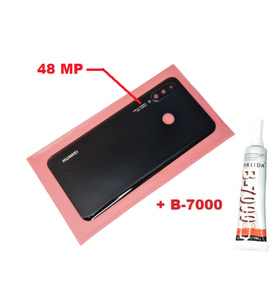 Huawei Uyumlu P30 Lite Arka Kapak (Kamera Lensli 48 MP CAM+B-7000) SİYAH