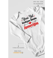 Yeni yıl hediyen benim anneciğim Uzun Kollu Çıtçıtlı Bebek Body